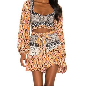 Free people Naomi Printed Set in Neutral Combo. Women’s size extra small